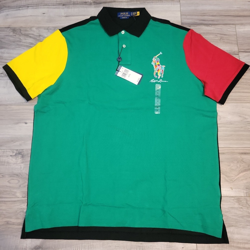 Polo Ralph Lauren Colorblock Shirt Mens XL Classic Fit Big Pony Logo SS NEW $138